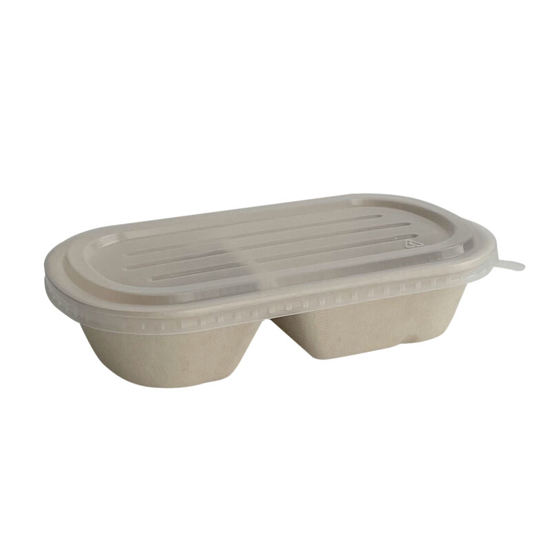 28oz Bagasse Container (2-Comp) / 150 /case - Image 2